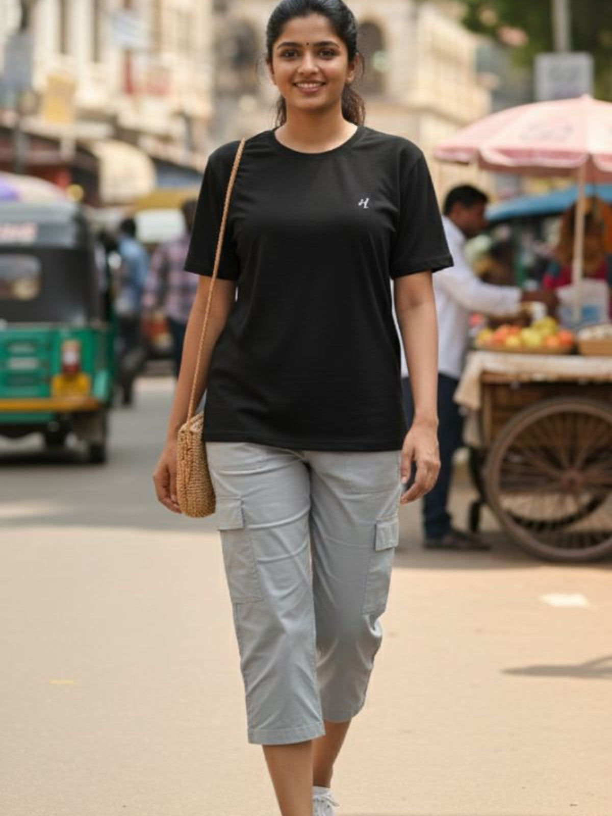 Jacquard tops for women-Black
