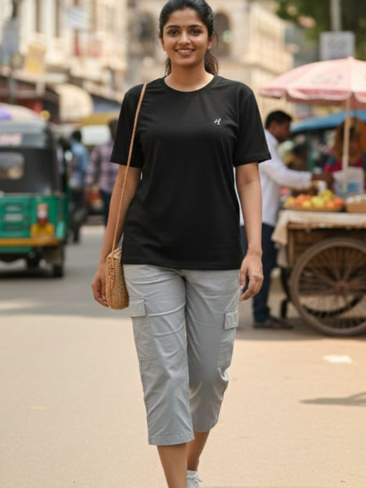 Jacquard tops for women-Black