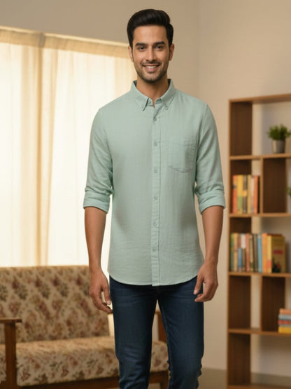 Men’s Premium Linen-Cotton Blend Formal Shirt