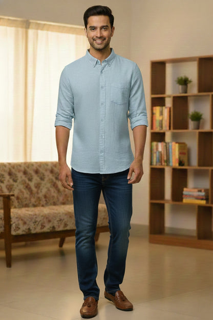 Men’s Premium Linen-Cotton Blend Formal Shirt