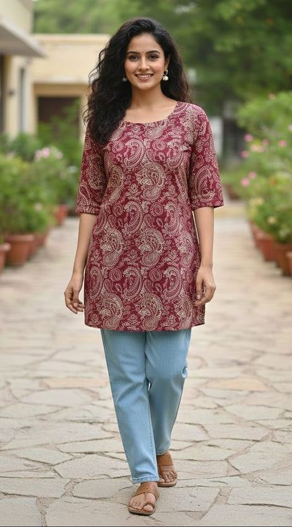Short Kurtis with Floral prits