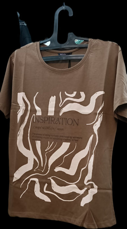 Title: Women’s Essential Cotton Abstract-Ins- Graphic T-Shirt