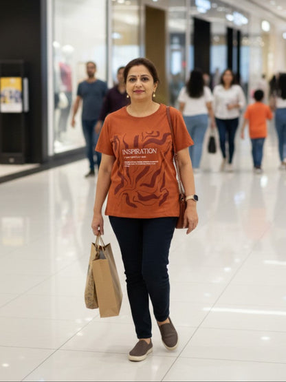 Title: Women’s Essential Cotton Abstract-Ins- Graphic T-Shirt